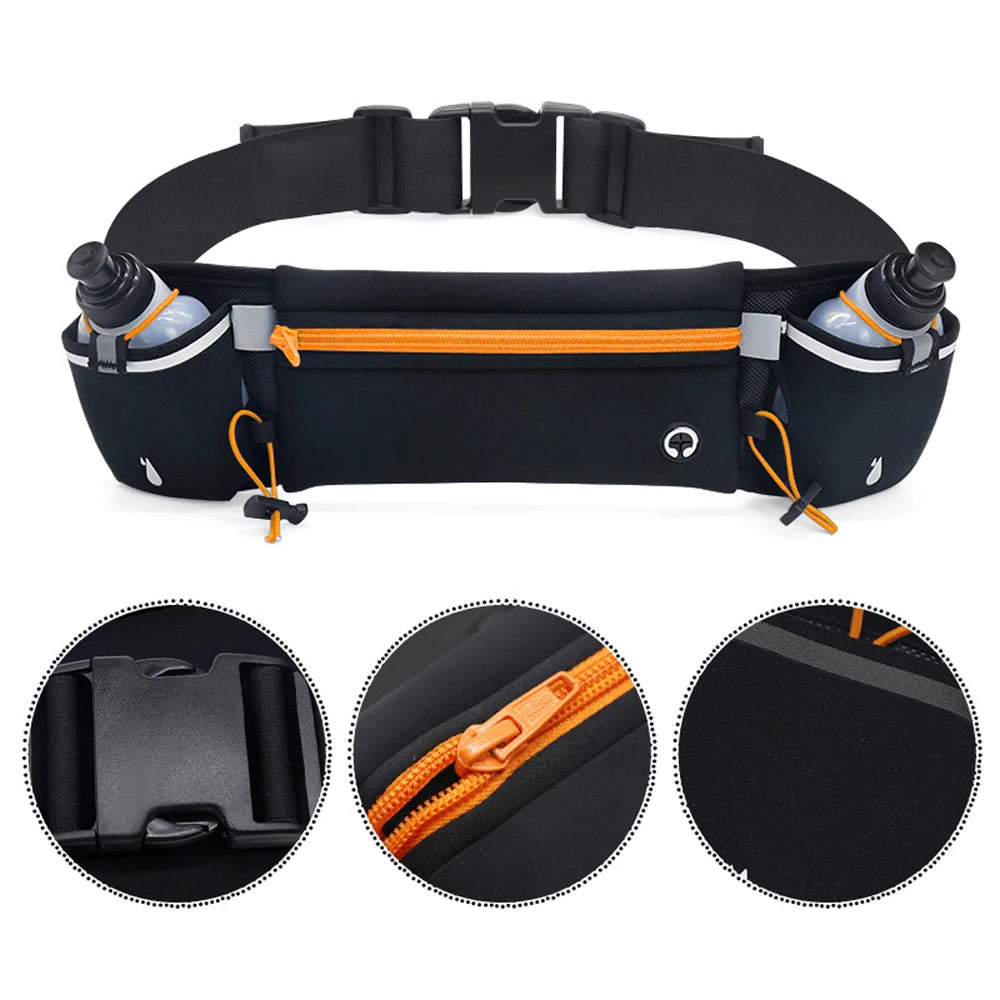 1PCS Running Belt with Water Bottles, Fanny Pack Fits 7 inches Phones, Waist pack for Running Hiking Climbing