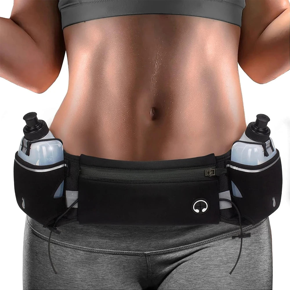 1PCS Running Belt with Water Bottles, Fanny Pack Fits 7 inches Phones, Waist pack for Running Hiking Climbing