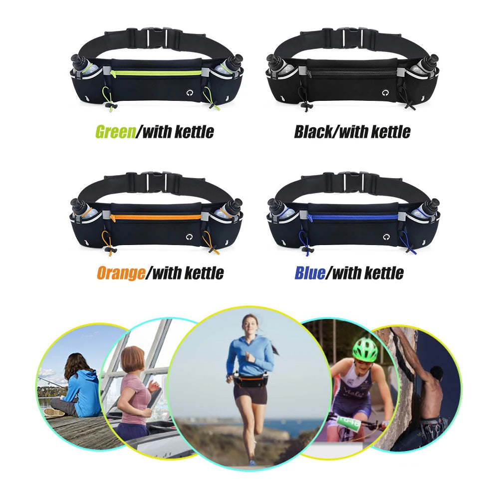 1PCS Running Belt with Water Bottles, Fanny Pack Fits 7 inches Phones, Waist pack for Running Hiking Climbing
