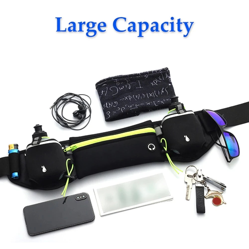 1PCS Running Belt with Water Bottles, Fanny Pack Fits 7 inches Phones, Waist pack for Running Hiking Climbing