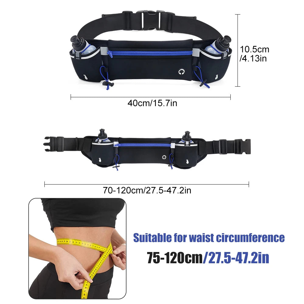 1PCS Running Belt with Water Bottles, Fanny Pack Fits 7 inches Phones, Waist pack for Running Hiking Climbing